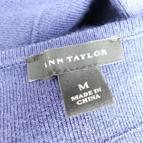 Ann Taylor Fit & Flare Sweater Dress Size M Navy Blue Office Minimalist Capsule - Picture 5 of 6